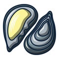 Mussel icon, cartoon style