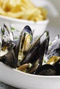 Mussel seafood and french frie