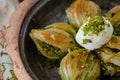 Mussel shaped special Turkish baklava with pistachio