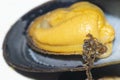 Mussel on the white plate , on the table Royalty Free Stock Photo