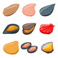 Mussels icons set, isometric style Royalty Free Stock Photo