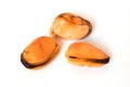 Mussels without shell isolated on white background Royalty Free Stock Photo