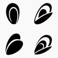 Mussels Solid Shellfish Icons Pack Royalty Free Stock Photo