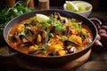 mussels in a spicy thai curry broth