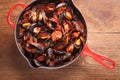 Mussels on stirfried tomato sauce Royalty Free Stock Photo