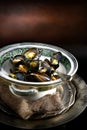 Mussels in Victorian Terrine Dish Royalty Free Stock Photo