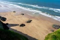 Mussenden Temple and Benone Beach in Castlerock, coast of Atlantic Ocean in Northern Ireland Royalty Free Stock Photo