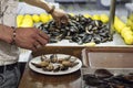 Mussle dealer working Royalty Free Stock Photo