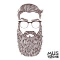 Mustache Beard and Hair Style. Royalty Free Stock Photo