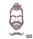 Mustache Beard and Hair Style. Royalty Free Stock Photo
