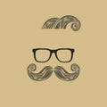 Mustache Beard and Hair Style. Royalty Free Stock Photo