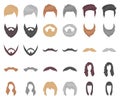 Mustache and beard, hairstyles cartoon,monochrom icons in set collection for design. Stylish haircut vector symbol stock Royalty Free Stock Photo