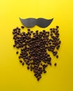 mustache and beard made of coffee beans