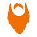 Mustache and beard. Irish festive symbol. Red-bearded. Vector clipart St Patricks Day.