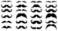 Mustache black icon. Set of hipster mustache icons. Different mustaches