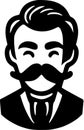Mustache - black and white vector illustration Royalty Free Stock Photo