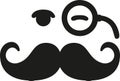 Mustache with blinking eye and monocle Royalty Free Stock Photo