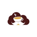 Mustache coffee cloud shape logo design template.