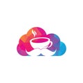 Mustache coffee cloud shape logo design template.