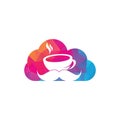 Mustache coffee cloud shape logo design template. Royalty Free Stock Photo