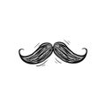 Mustache doodle  icon vector hand drawing Royalty Free Stock Photo