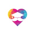 Mustache education heart shape concept logo.