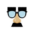 Mustache with eyebrow, glasses and plastic nose funny humor mask vector