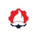 Mustache fire and gear icon design.