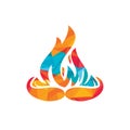 Mustache fire vector logo design concept. Restaurant or kitchen design template.