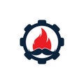 Mustache fire and gear icon design. Royalty Free Stock Photo