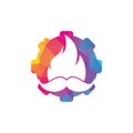 Mustache fire and gear icon design.