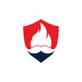 Mustache fire and shield icon design