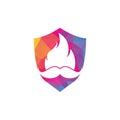 Mustache fire and shield icon design