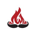 Mustache fire vector logo design concept. Restaurant or kitchen design template.