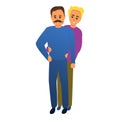 Mustache gay couple icon, cartoon style Royalty Free Stock Photo