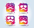 Mustache and Glasses icons. Hipster symbols.