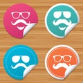 Mustache and Glasses icons. Hipster symbols.