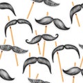 Mustache hand drawn seamless pattern