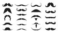Mustache hipster gentleman black flat icon set