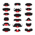 Mustache Icon, Dad Whiskers Set, Moustache Outline Isolated, Vintage Man Hairstyle Vector Illustration Royalty Free Stock Photo