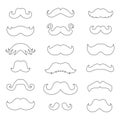 Mustache Icon, Dad Whiskers Set, Moustache Outline Isolated, Vintage Man Hairstyle Vector Illustration Royalty Free Stock Photo