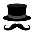 mustache icon with tuxedo hat. Vector illustration