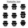 Mustache icons set in flat style