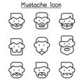 Mustache icons set in thin line style