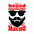 Mustache illustration. Beard mustache macho