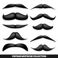 Mustache isolated on white. Black vector vintage moustache. Facial hair.Barber shop. Retro collection. Hipster beard. Royalty Free Stock Photo