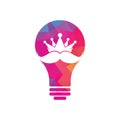 Mustache king bulb shape concept vector logo design.