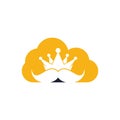 Mustache king cloud shape concept vector logo design.