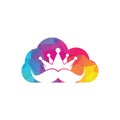 Mustache king cloud shape concept vector logo design.