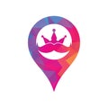 Mustache king map pin shape concept vector logo design.